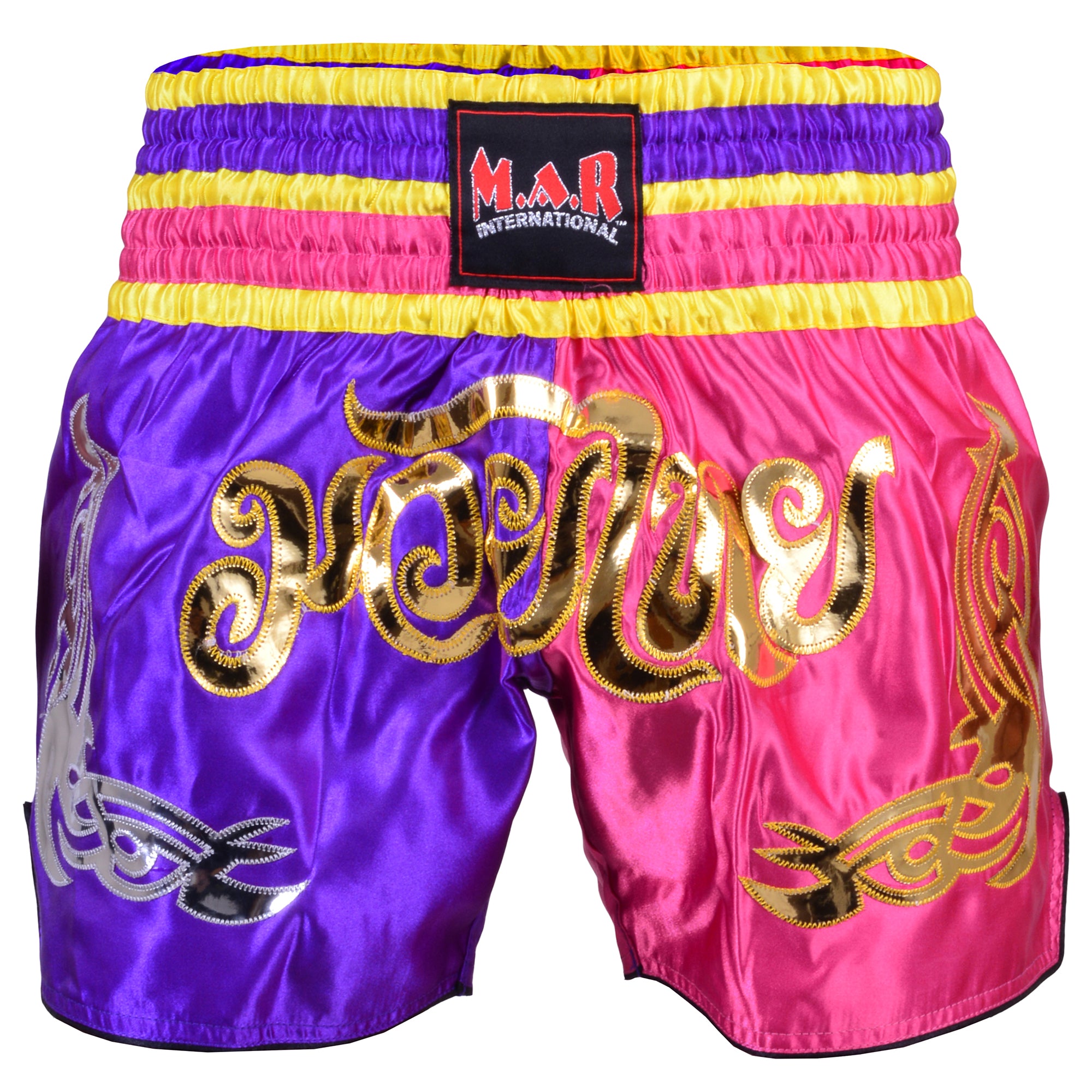 Another Boxer Vibrant Pink, Purple and Yellow Muay Thai Shorts: Stand Out  in Style!