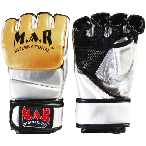 MAR-234D Gold/Silver Synthetic Leather MMA Gloves