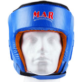 MAR-132C | Blue Genuine Cowhide Leather Head Guard For Competitions