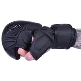 MAR-233C-N | Matte Black/Black  MAYA Leather Amateur  MMA Gloves