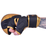 MAR-233E-N | Matte Black/Gold MAYA Leather Amateur  MMA Gloves