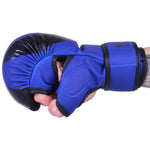 MAR-233F-N | Matte Blue/Black MAYA Leather Amateur MMA Gloves