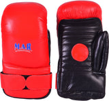 MAR-140 | Genuine Leather Red & Black Coaching/Training Mitts (One Size)