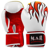 MAR-182 | White Flame Print Boxing/Kickboxing Gloves for Kids