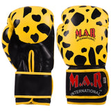 MAR-181 | Black/Yellow Leopard Print Boxing/Kickboxing Gloves for Kids