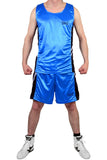 MAR-100A | Blue & Black Boxing Shorts & Vest w/ White Lines