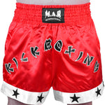 MAR-091E | Red Kickboxing & Thai Boxing Shorts w/ Stars