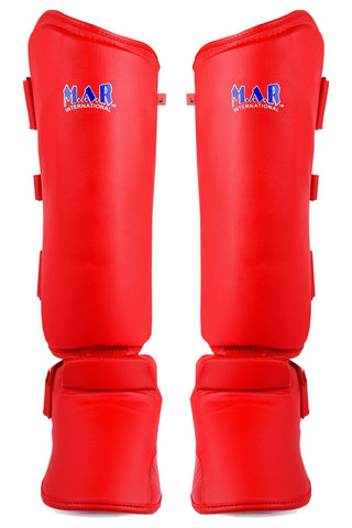 MAR-193A | Foam Padded Red Shin & Instep Guards