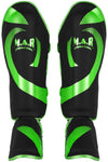 MAR-148H | Black & Green Kickboxing/Thai Boxing Shin & Instep Guards