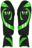 MAR-148H | Black & Green Kickboxing/Thai Boxing Shin & Instep Guards