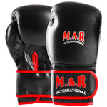 MAR-178 | Black Kids Kickboxing & Boxing Gloves w/ Red Stripes for Kids