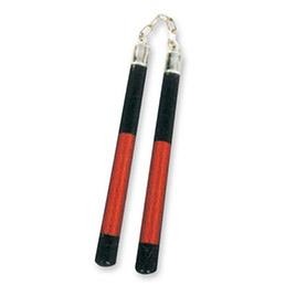 MAR-266N | Red+Black Coloured Wood 12" Nunchucks - quality-martial-arts