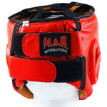 MAR-132A | Red Genuine Cowhide Leather Head Guard For Competitions