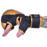 MAR-233E-N | Matte Black/Gold MAYA Leather Amateur  MMA Gloves