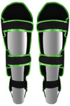 MAR-148H | Black & Green Kickboxing/Thai Boxing Shin & Instep Guards