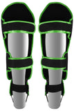 MAR-148H | Black & Green Kickboxing/Thai Boxing Shin & Instep Guards