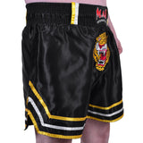 MAR-091B | Black Kickboxing & Thai Boxing Shorts w/ Tiger Emblem