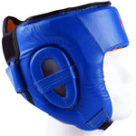 MAR-132C | Blue Genuine Cowhide Leather Head Guard For Competitions