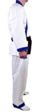 MAR-008 | White Karate Uniform w/ Blue Trim (8oz Fabric) + FREE BELT