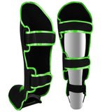 MAR-148H | Black & Green Kickboxing/Thai Boxing Shin & Instep Guards