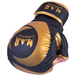 MAR-233E-N | Matte Black/Gold MAYA Leather Amateur  MMA Gloves