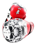 MAR-411 | White+Red IPPON Boxing Gloves w/ Skull Design