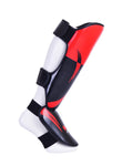 MAR-148K | Red Shin & Instep Guards Lightweight Microfiber Leather Pads