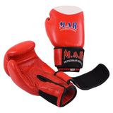 MAR-107B | Red Genuine Cowhide Leather Boxing/Kickboxing Gloves