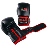 MAR-178 | Black Kids Kickboxing & Boxing Gloves w/ Red Stripes for Kids