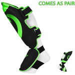 MAR-148H | Black & Green Kickboxing/Thai Boxing Shin & Instep Guards