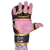 MAR-233E-N | Matte Black/Gold MAYA Leather Amateur  MMA Gloves