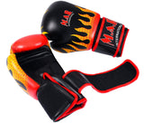 MAR-183 | Black Flame Print Boxing/Kickboxing Gloves for Kids