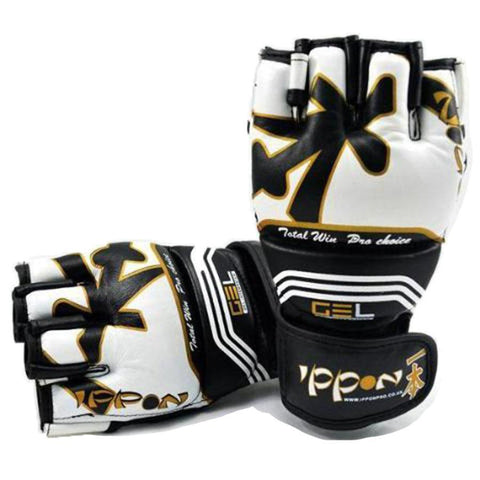 MAR-406 | Gold+White IPPON MMA Gloves - quality-martial-arts