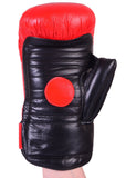 MAR-140 | Genuine Leather Red & Black Coaching/Training Mitts (One Size)