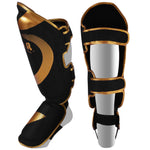 MAR-148G | Black & Gold Kickboxing/Thai Boxing Shin & Instep Guards