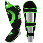 MAR-148H | Black & Green Kickboxing/Thai Boxing Shin & Instep Guards