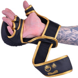 MAR-233E-N | Matte Black/Gold MAYA Leather Amateur  MMA Gloves