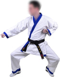 MAR-008 | White Karate Uniform w/ Blue Trim (8oz Fabric) + FREE BELT