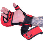 MAR-233D-N | Matte Red/Black MAYA Leather Amateur  MMA Gloves