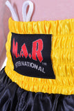 MAR-101B | Black Boxing Shorts w/ Yellow Stripes