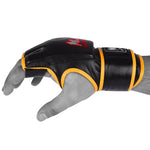 MAR-239 | Black+Yellow Genuine Leather MMA Grappling Gloves