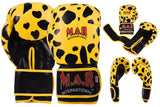 MAR-117 | Black/Yellow Leopard Print Boxing/Kickboxing Gloves