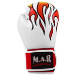 MAR-116 | White Flame Print Boxing/Kickboxing Gloves