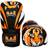 MAR-118C | Orange & Black Tiger Print Boxing & Kickboxing Gloves