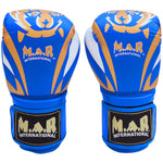 MAR-118E | Blue & Gold Tiger Print Boxing & Kickboxing Gloves