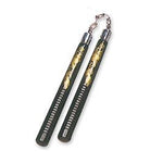 MAR-266F | Black Wooden 12'' Nunchucks with Chain