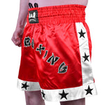 MAR-091E | Red Kickboxing & Thai Boxing Shorts w/ Stars