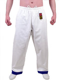 MAR-008 | White Karate Uniform w/ Blue Trim (8oz Fabric) + FREE BELT