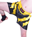 MAR-101B | Black Boxing Shorts w/ Yellow Stripes