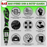 MAR-148H | Black & Green Kickboxing/Thai Boxing Shin & Instep Guards